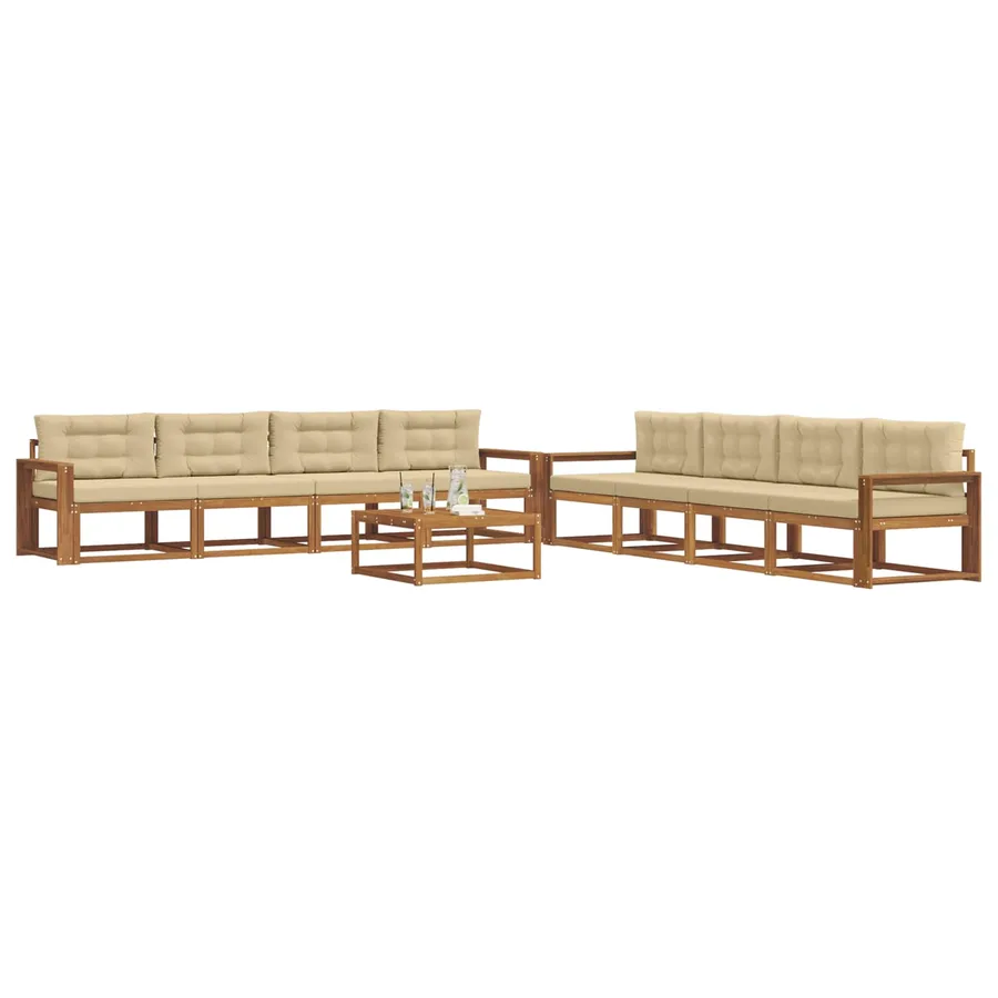 Ensemble de canapés d'extérieur 9 pcs Naturel et Beige - 3