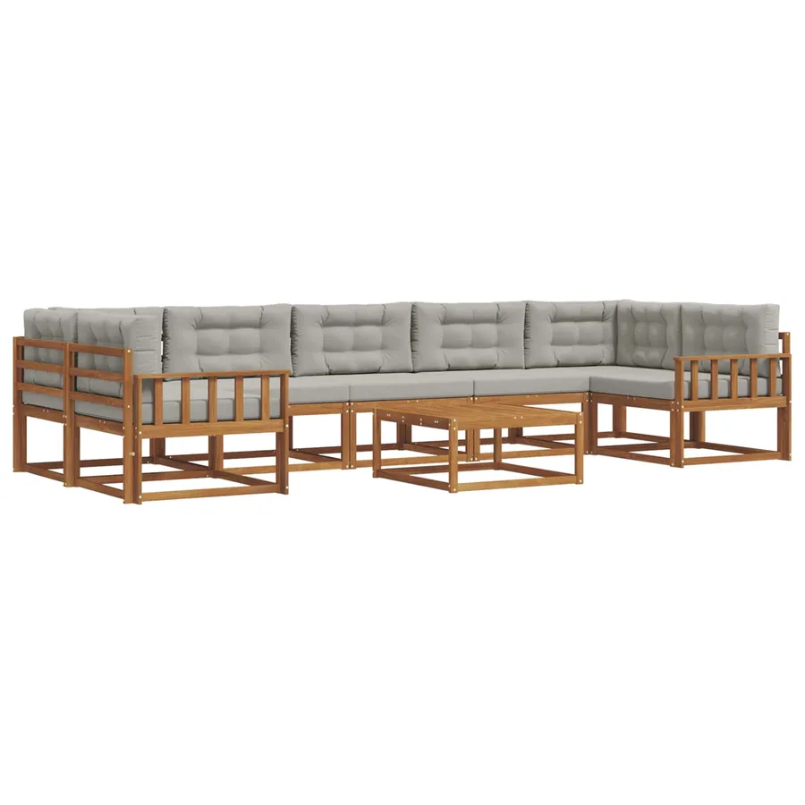 Ensemble de canapés d'extérieur 8 pcs Gris Naturel et Clair - 2
