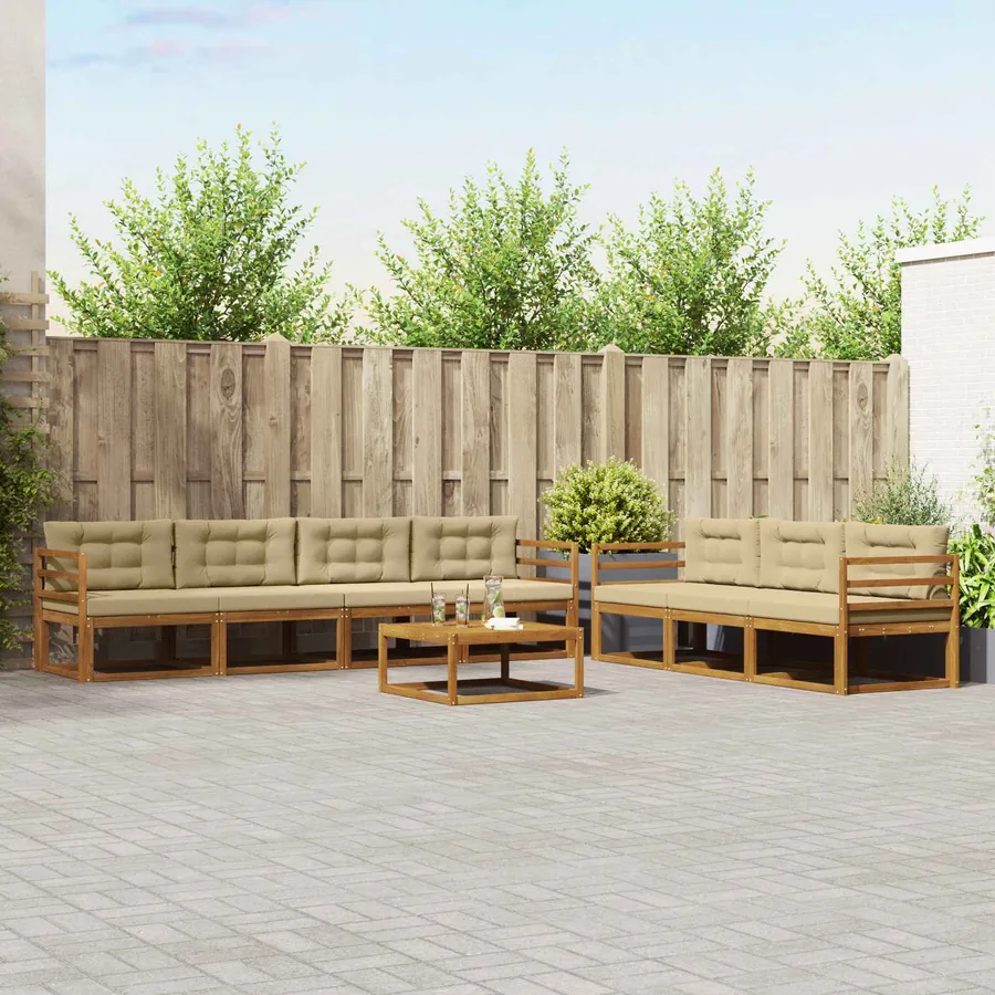Ensemble de canapés d'extérieur 8 pcs Naturel et Beige