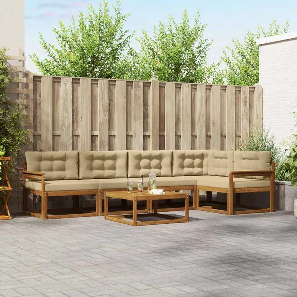 Ensemble de canapés d'extérieur 6 pcs Naturel et Beige