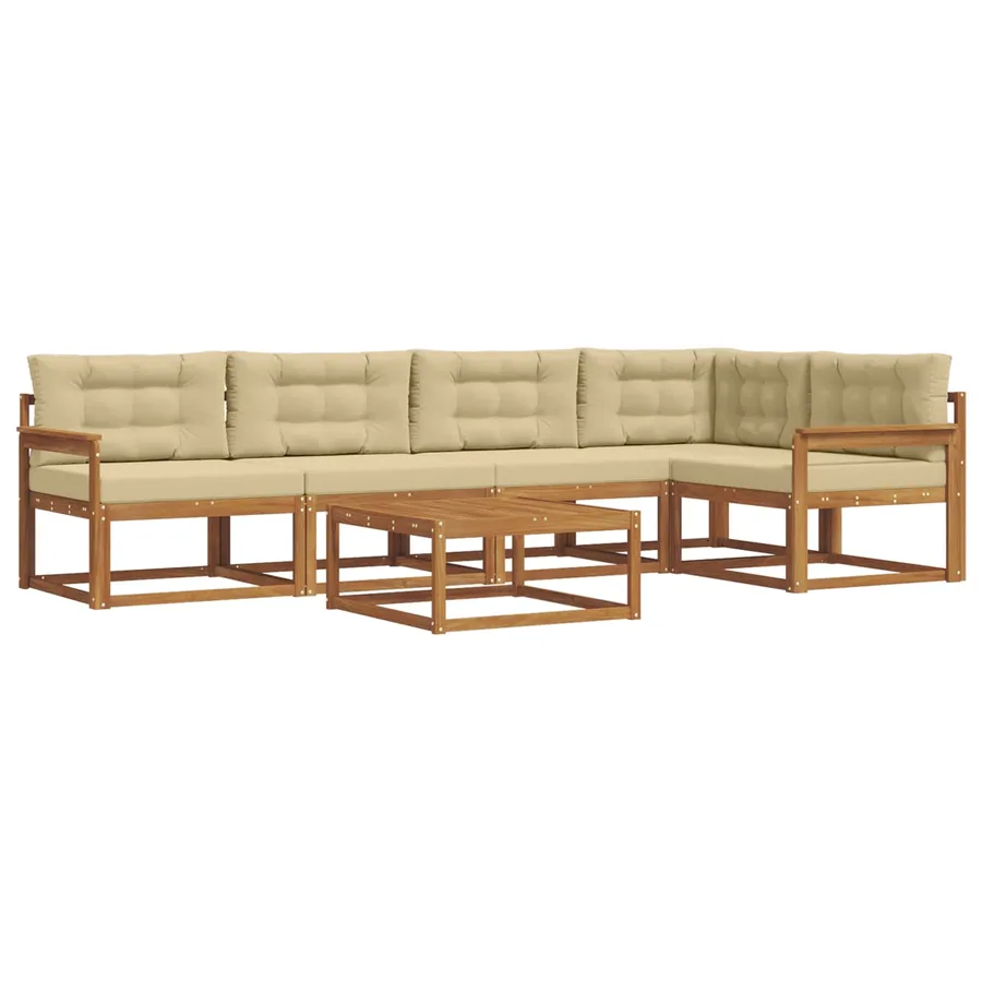 Ensemble de canapés d'extérieur 6 pcs Naturel et Beige - 2