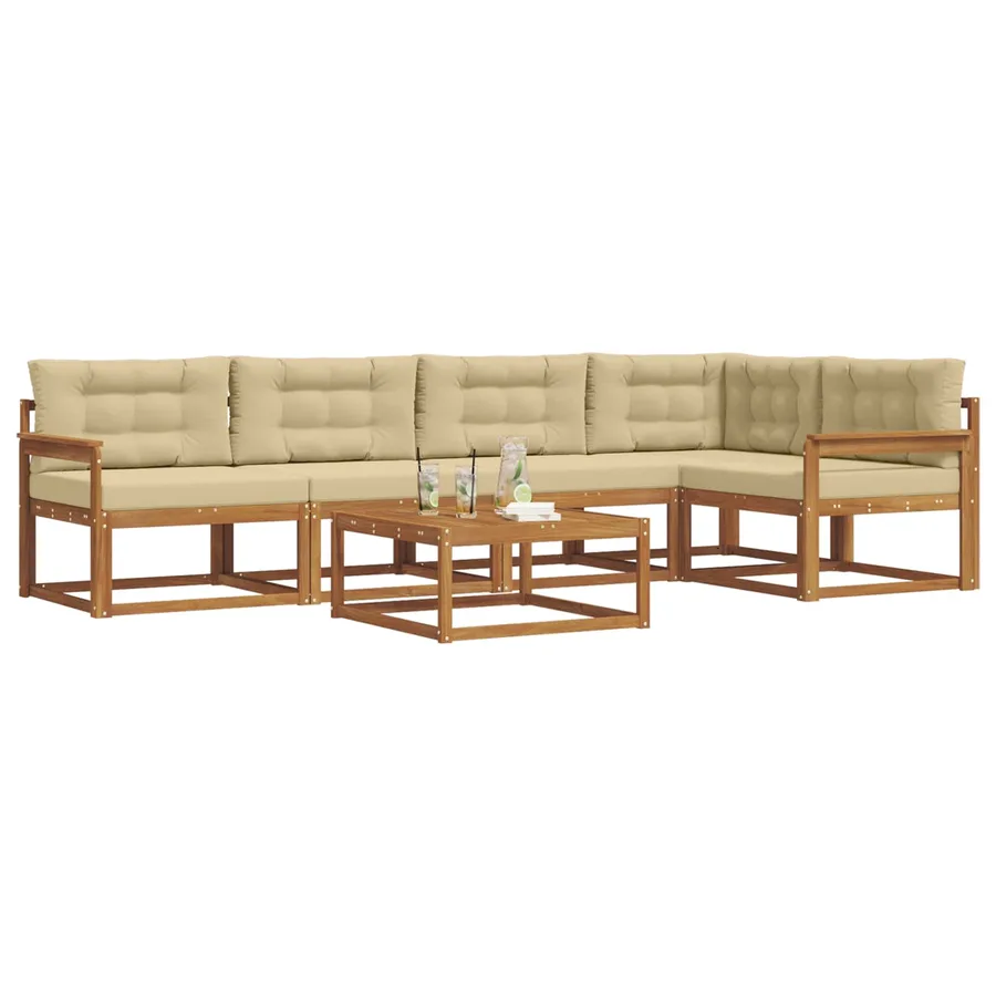 Ensemble de canapés d'extérieur 6 pcs Naturel et Beige - 3