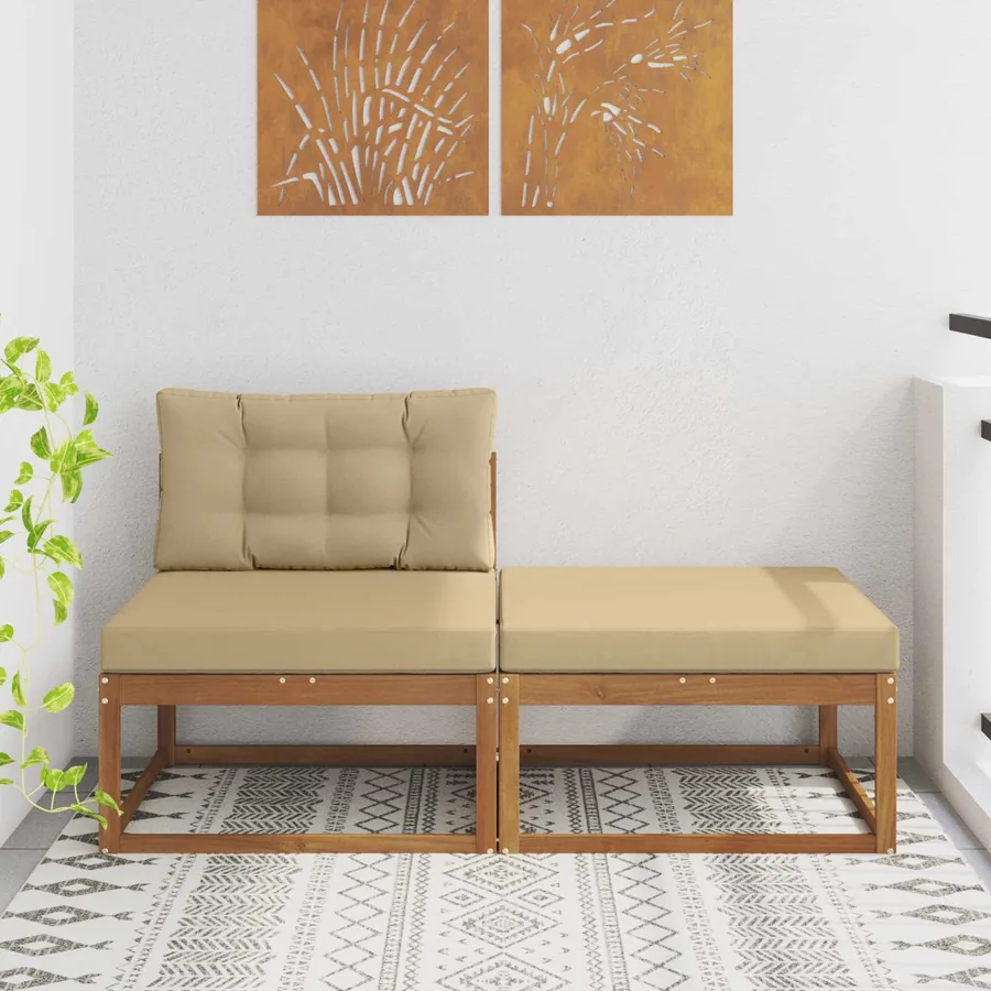 Unité de canapé sectionnel avec coussin 2 Pièce Naturel
