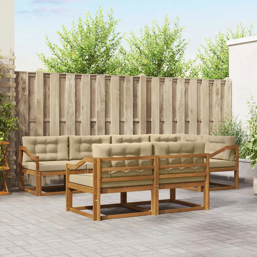 Ensemble de canapés d'extérieur 7 pcs Naturel et Beige