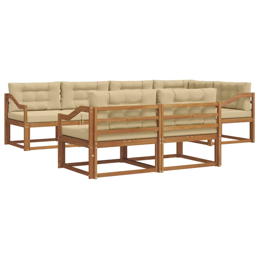 Ensemble de canapés d'extérieur 7 pcs Naturel et Beige - 2
