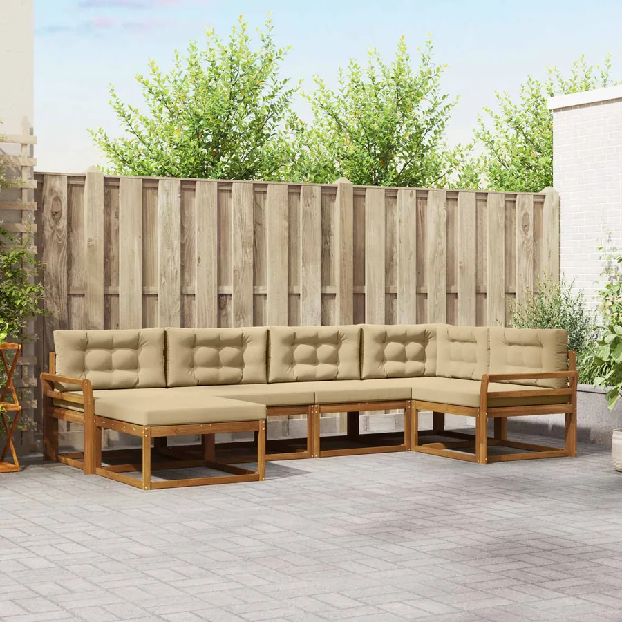 Ensemble de canapés d'extérieur 6 pcs Naturel et Beige