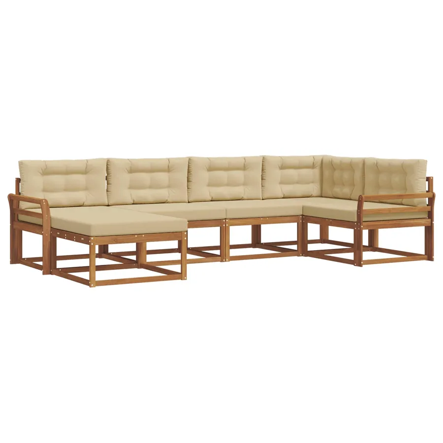 Ensemble de canapés d'extérieur 6 pcs Naturel et Beige - 2