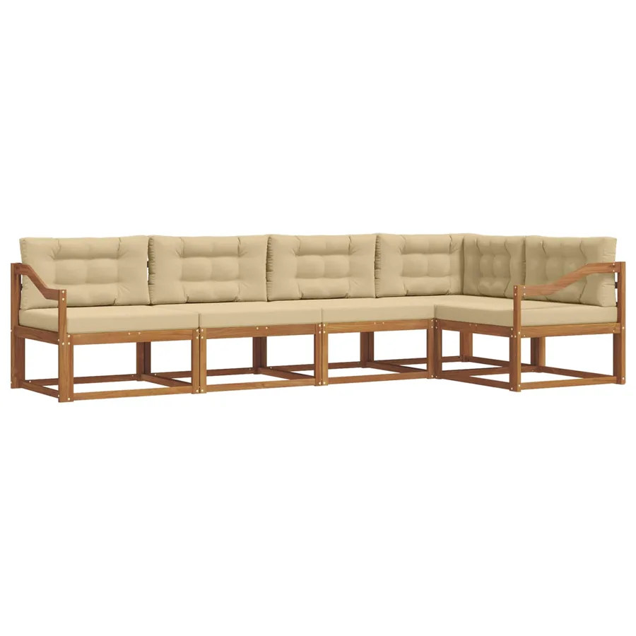 Ensemble de canapés d'extérieur 5 pcs Naturel et Beige - 2