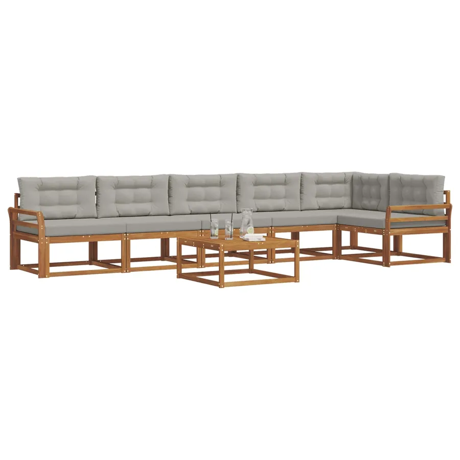 Ensemble de canapés d'extérieur 7 pcs Gris Naturel et Clair - 3