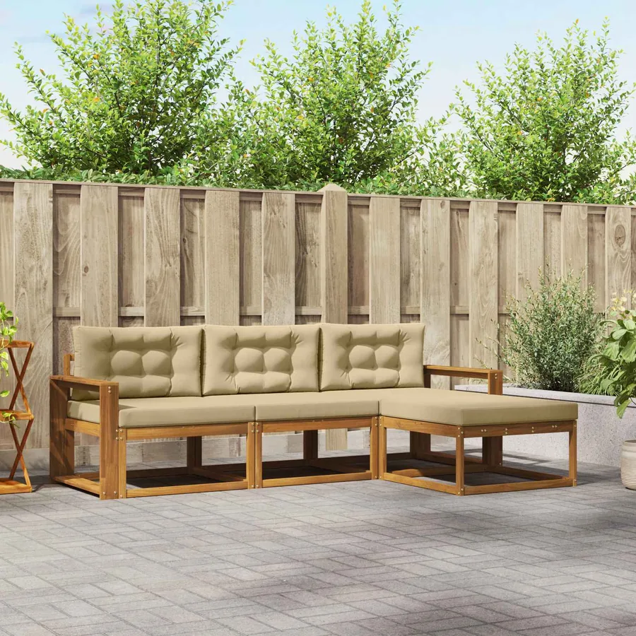 Ensemble de canapés d'extérieur 4 pcs Naturel et Beige