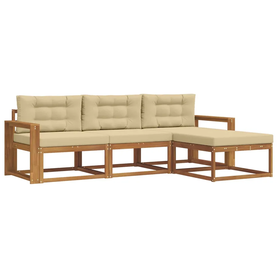 Ensemble de canapés d'extérieur 4 pcs Naturel et Beige - 2