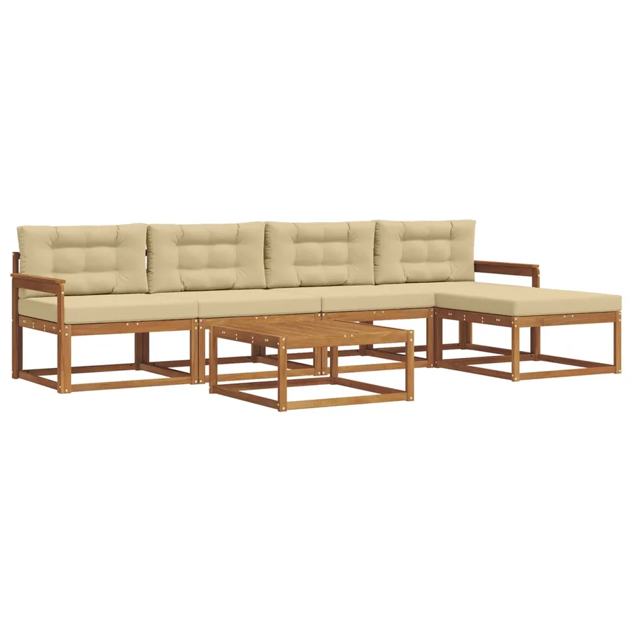 Ensemble de canapés d'extérieur 6 pcs Naturel et Beige - 2