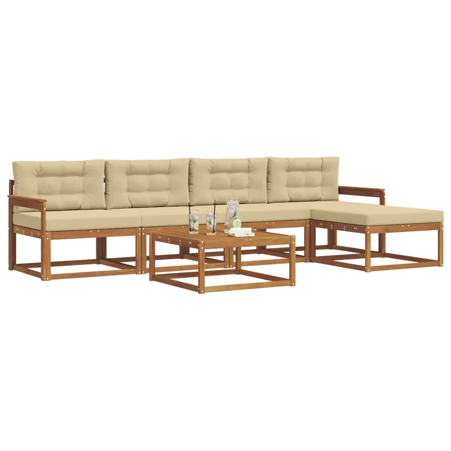 Ensemble de canapés d'extérieur 6 pcs Naturel et Beige - 3