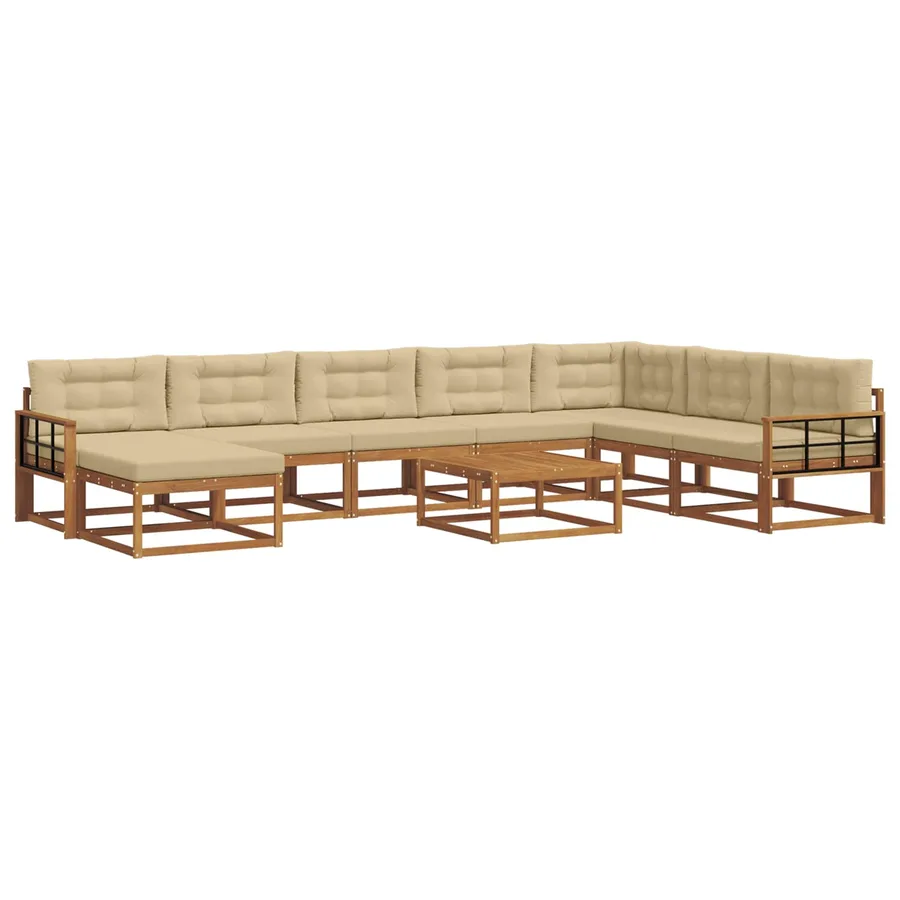 Ensemble de canapés d'extérieur 9 pcs Naturel et Beige - 2