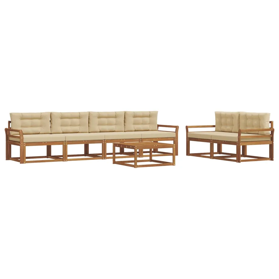 Ensemble de canapés d'extérieur 7 pcs Naturel et Beige - 2