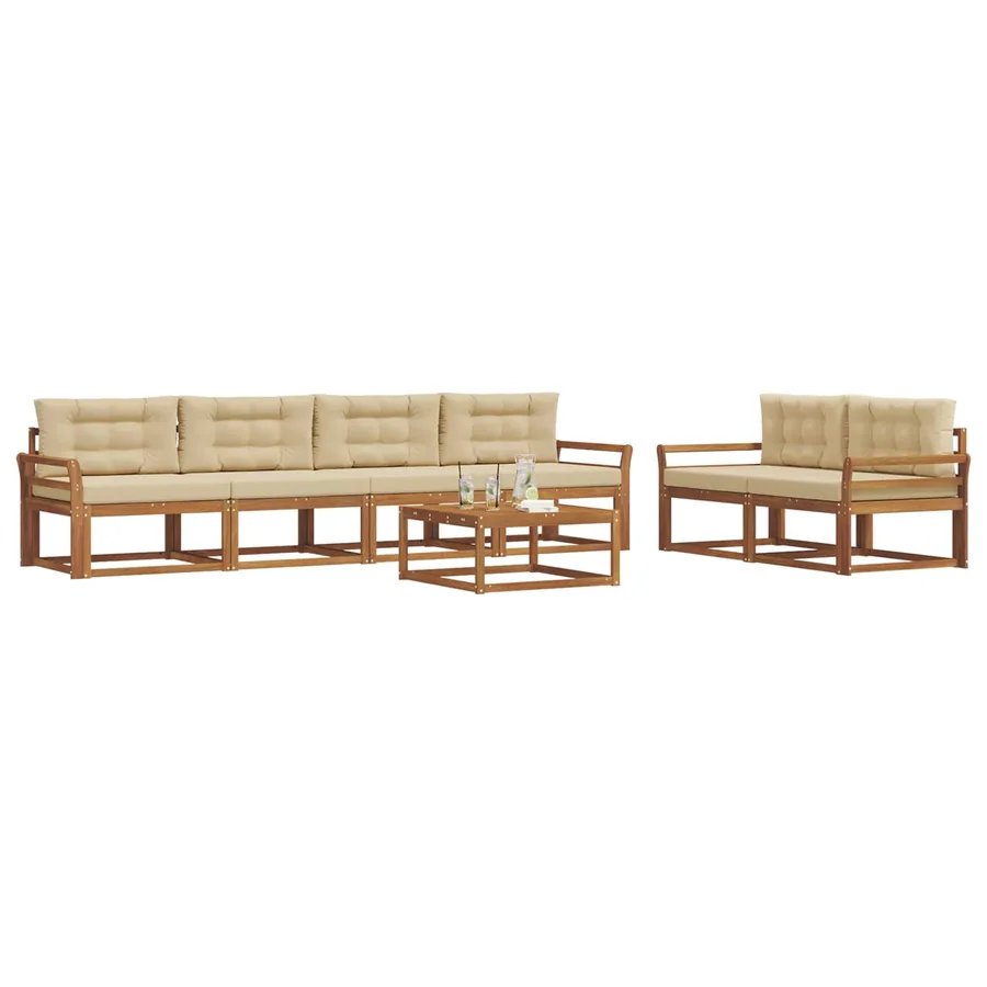 Ensemble de canapés d'extérieur 7 pcs Naturel et Beige - 3