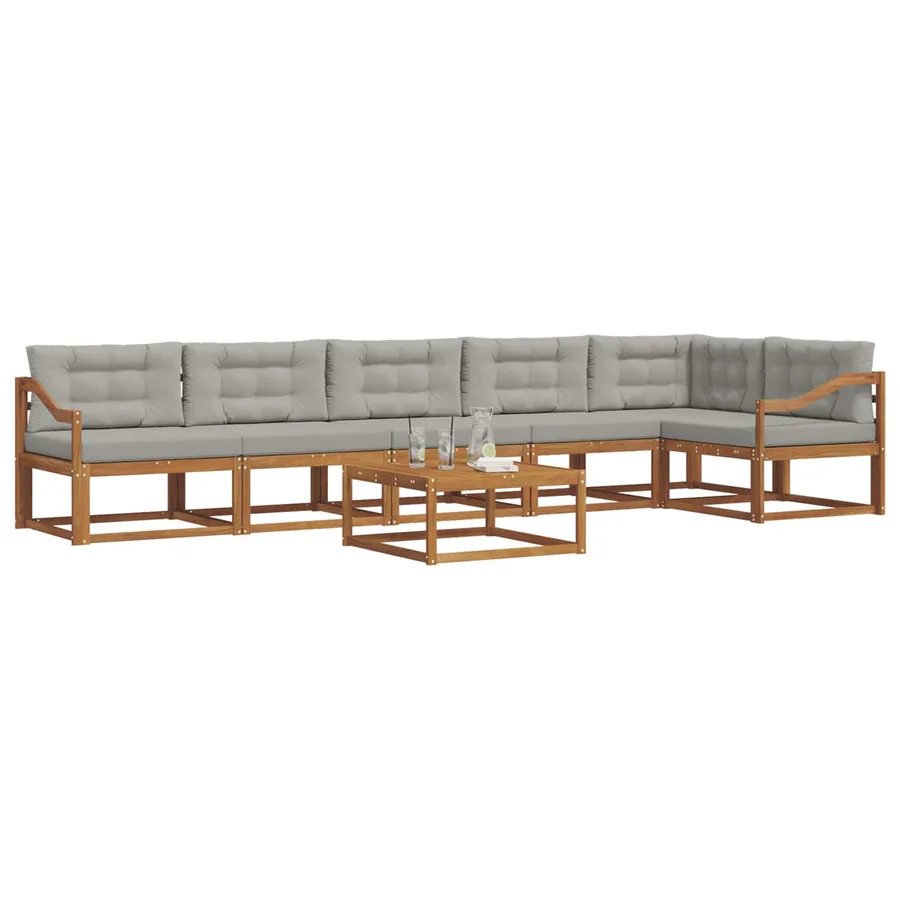 Ensemble de canapés d'extérieur 7 pcs Gris Naturel et Clair - 3