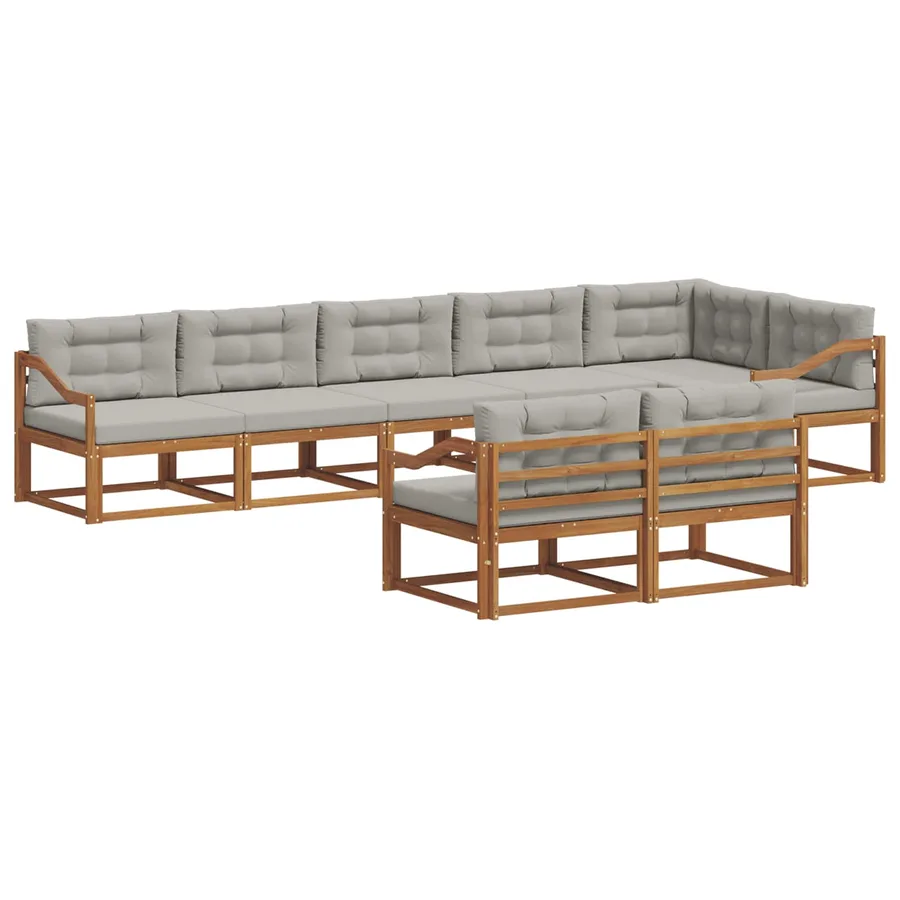 Ensemble de canapés d'extérieur 8 pc Naturel et gris clair - 2