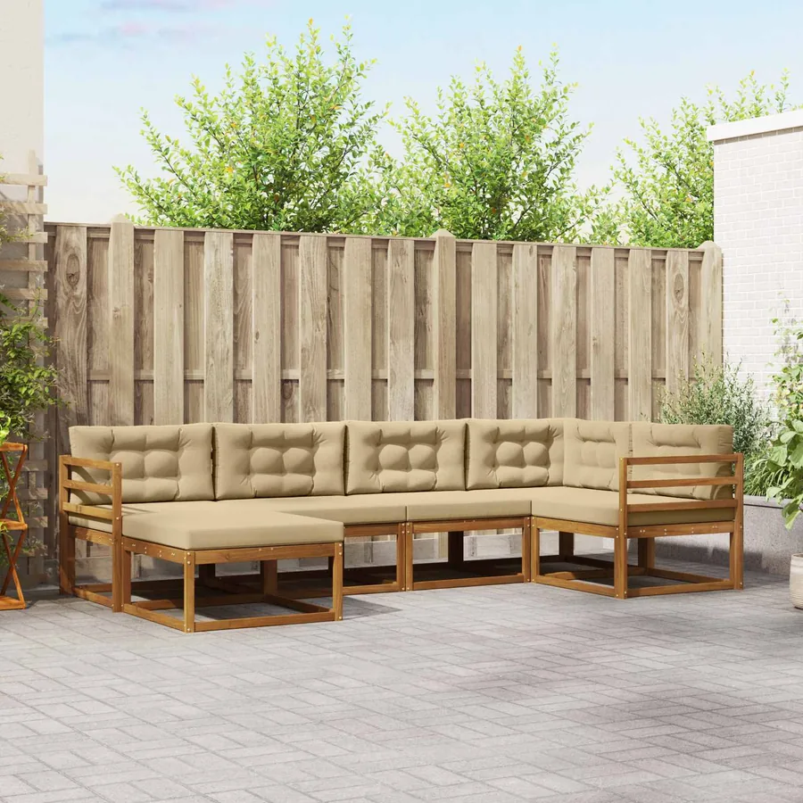 Ensemble de canapés d'extérieur 6 pcs Naturel et Beige