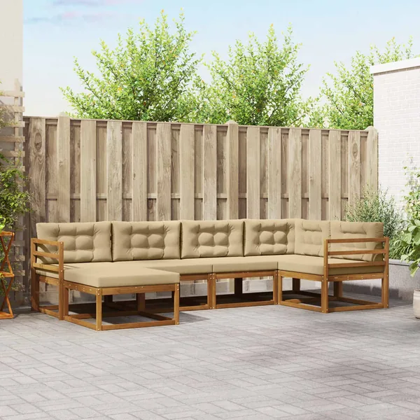 Ensemble de canapés d'extérieur 6 pcs Naturel et Beige