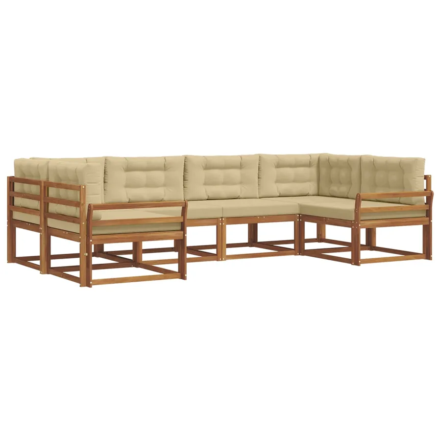 Ensemble de canapés d'extérieur 6 pcs Naturel et Beige - 2