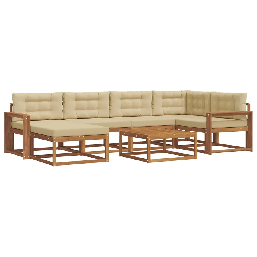 Ensemble de canapés d'extérieur 7 pcs Naturel et Beige - 2