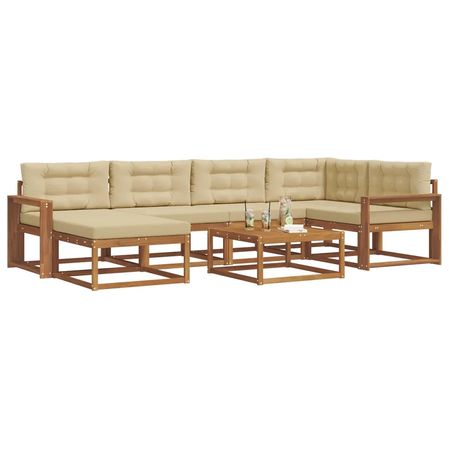 Ensemble de canapés d'extérieur 7 pcs Naturel et Beige - 3