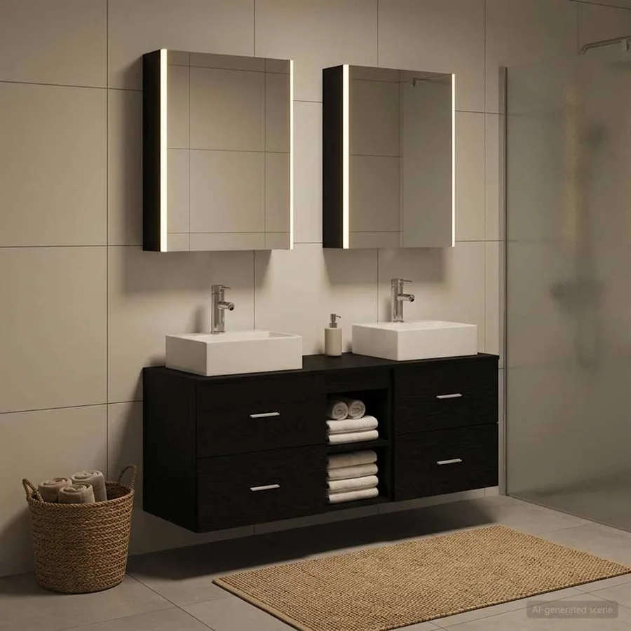 Ensemble de mobilier de salle de bain 5 pcs Chêne noir - 4