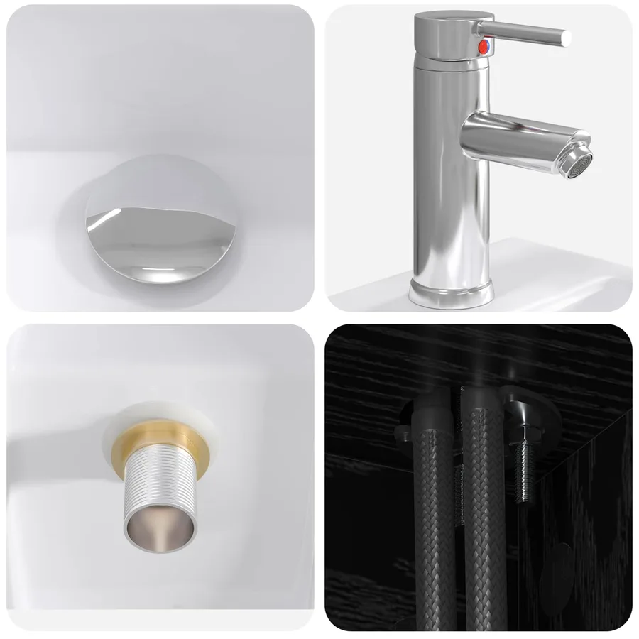 Ensemble de mobilier de salle de bain 5 pcs Chêne noir - 8