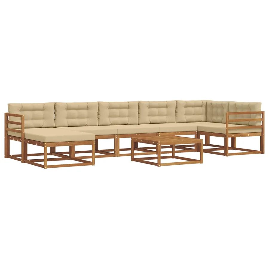 Ensemble de canapés d'extérieur 8 pcs Naturel et Beige - 2