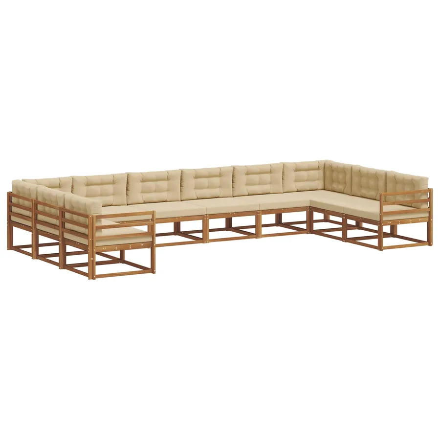 Ensemble de canapés d'extérieur 10 pcs Naturel et Beige - 2