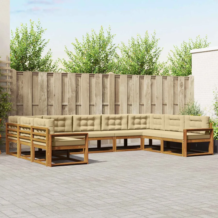 Ensemble de canapés d'extérieur 9 pcs Naturel et Beige