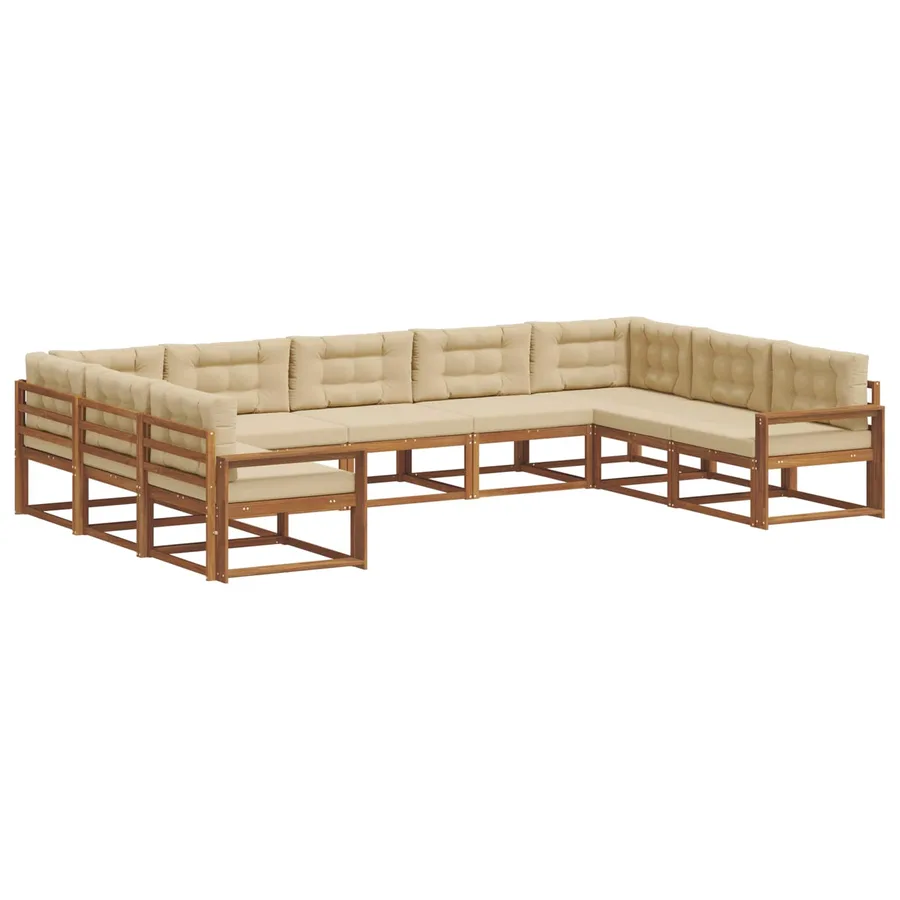 Ensemble de canapés d'extérieur 9 pcs Naturel et Beige - 2