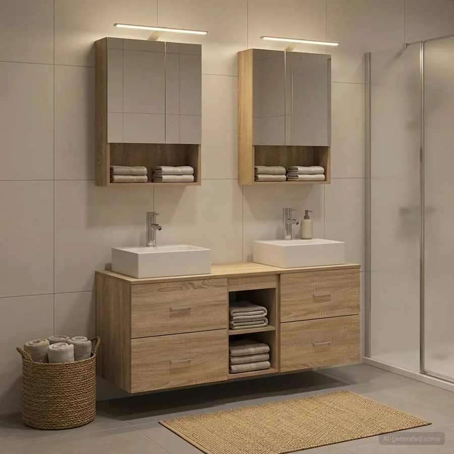 Ensemble de mobilier de salle de bain 5 pcs Chêne Sonoma