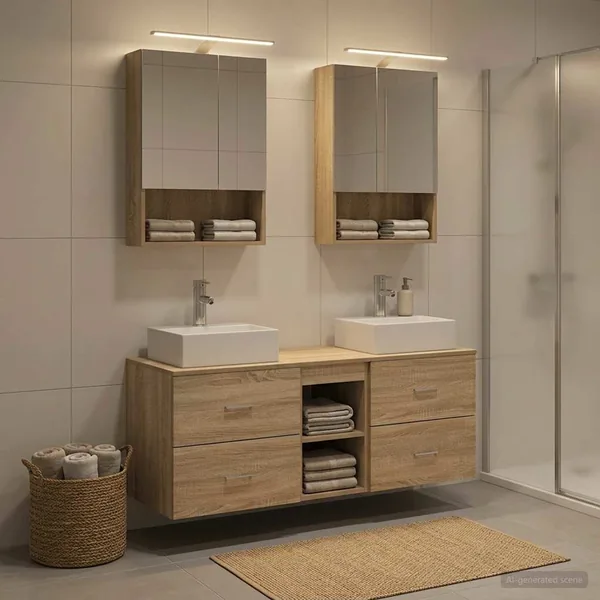 Ensemble de mobilier de salle de bain 5 pcs Chêne Sonoma