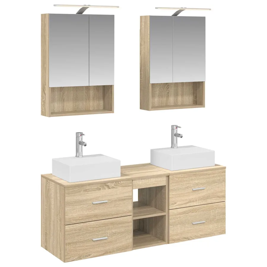 Ensemble de mobilier de salle de bain 5 pcs Chêne Sonoma - 2