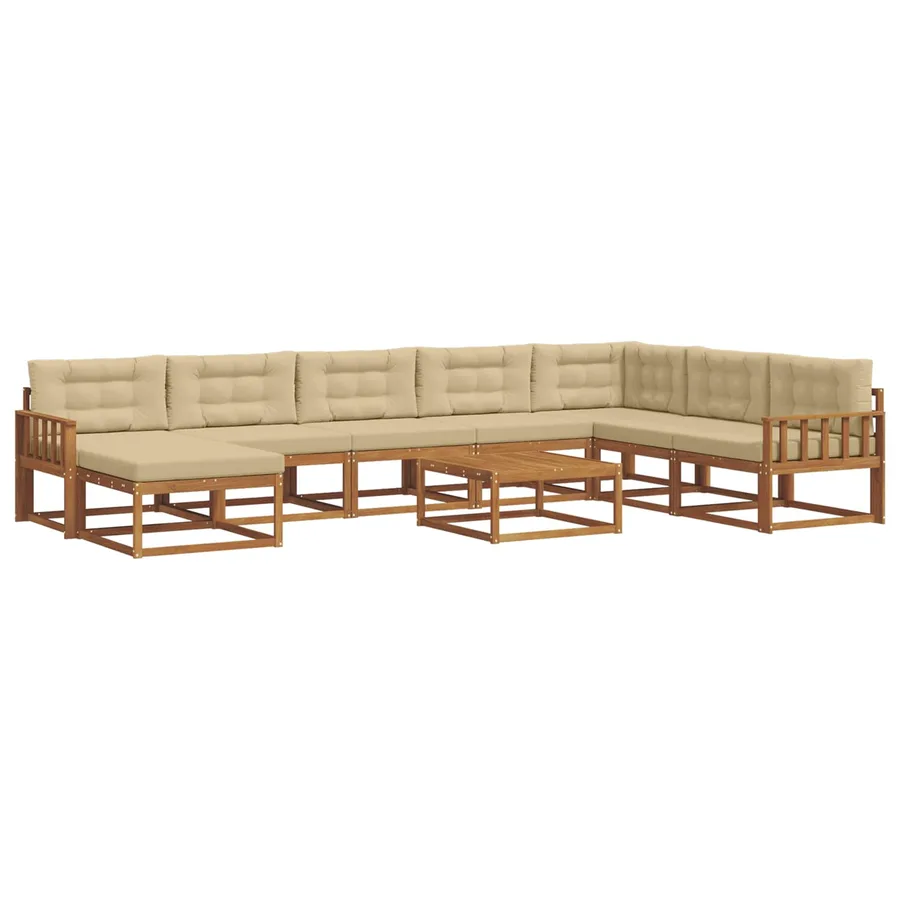 Ensemble de canapés d'extérieur 9 pcs Naturel et Beige - 2