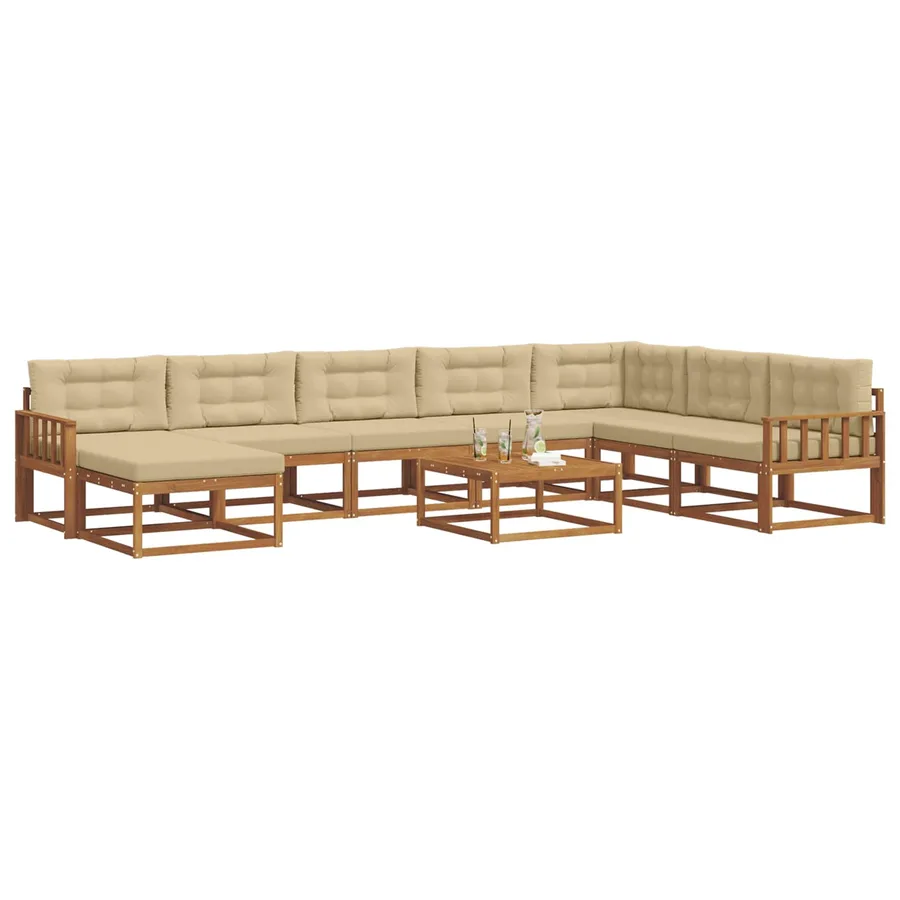 Ensemble de canapés d'extérieur 9 pcs Naturel et Beige - 3