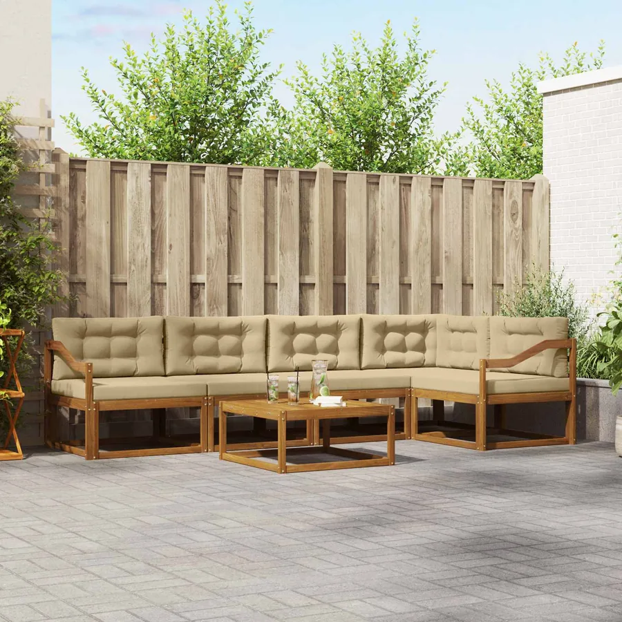 Ensemble de canapés d'extérieur 6 pcs Naturel et Beige