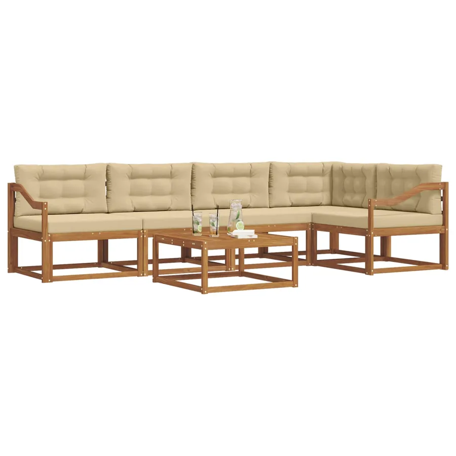Ensemble de canapés d'extérieur 6 pcs Naturel et Beige - 3
