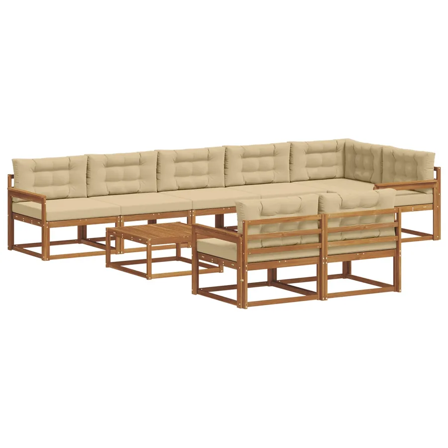 Ensemble de canapés d'extérieur 9 pcs Naturel et Beige - 2