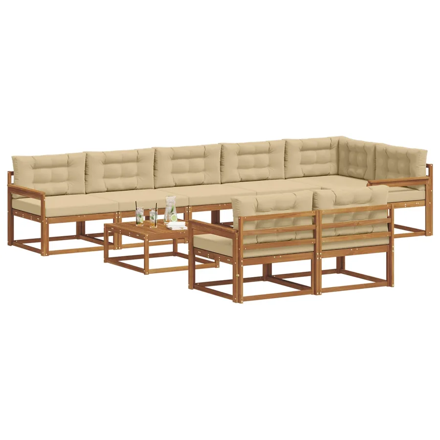 Ensemble de canapés d'extérieur 9 pcs Naturel et Beige - 3