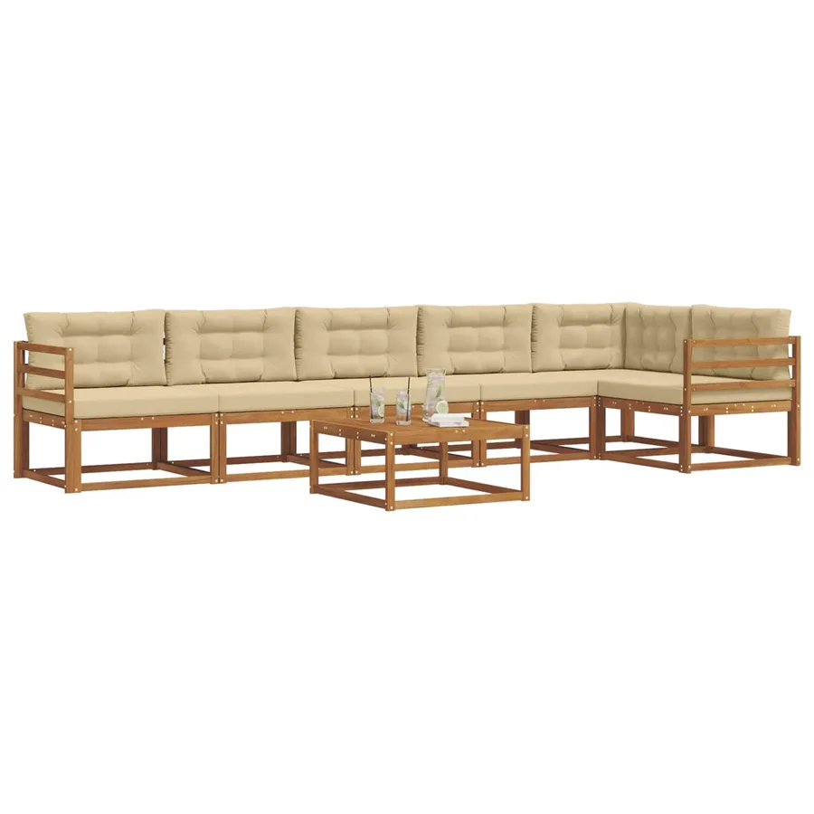 Ensemble de canapés d'extérieur 7 pcs Naturel et Beige - 3