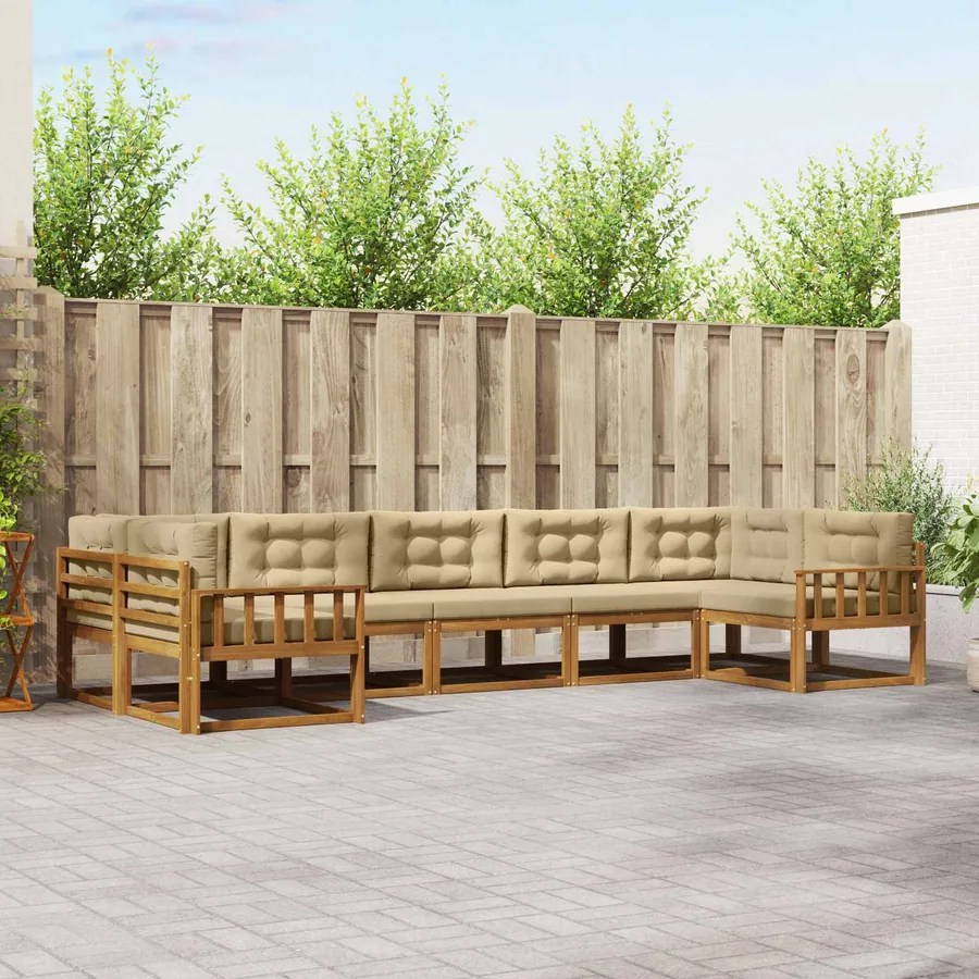 Ensemble de canapés d'extérieur 7 pcs Naturel et Beige