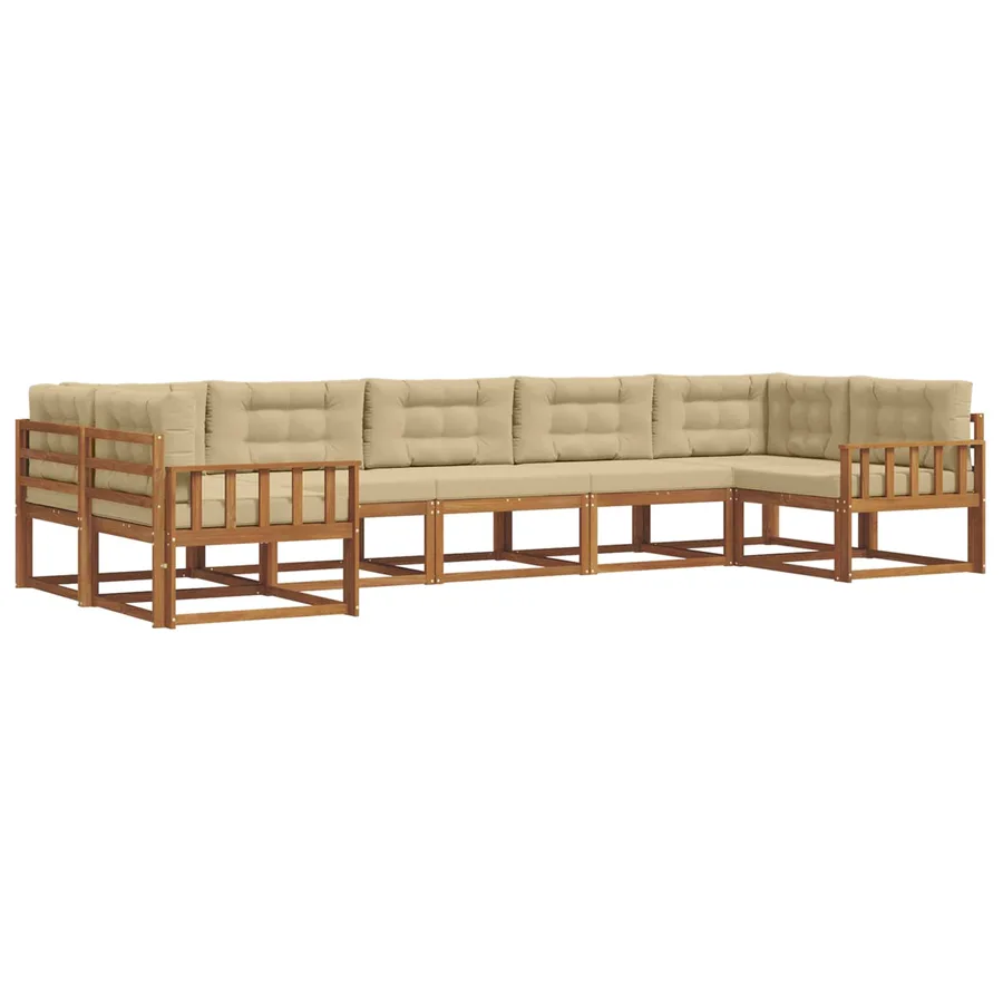 Ensemble de canapés d'extérieur 7 pcs Naturel et Beige - 2