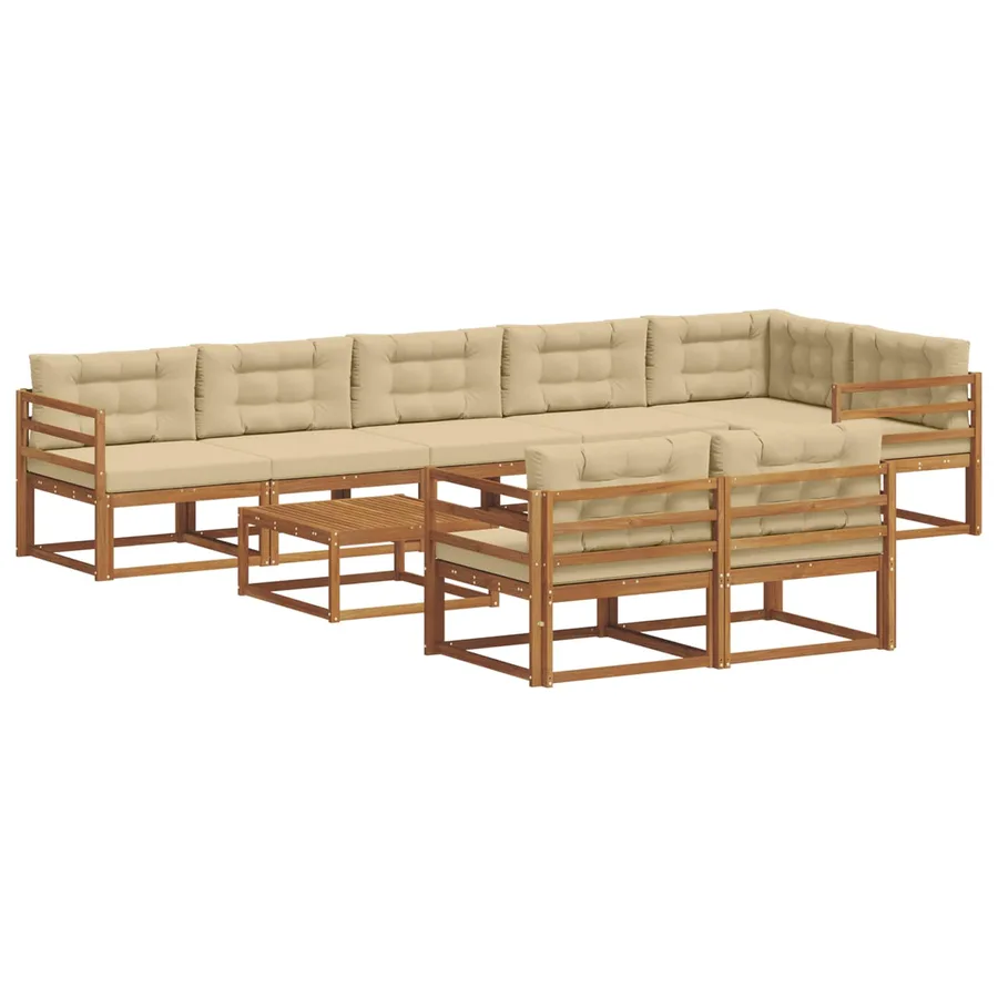 Ensemble de canapés d'extérieur 9 pcs Naturel et Beige - 2