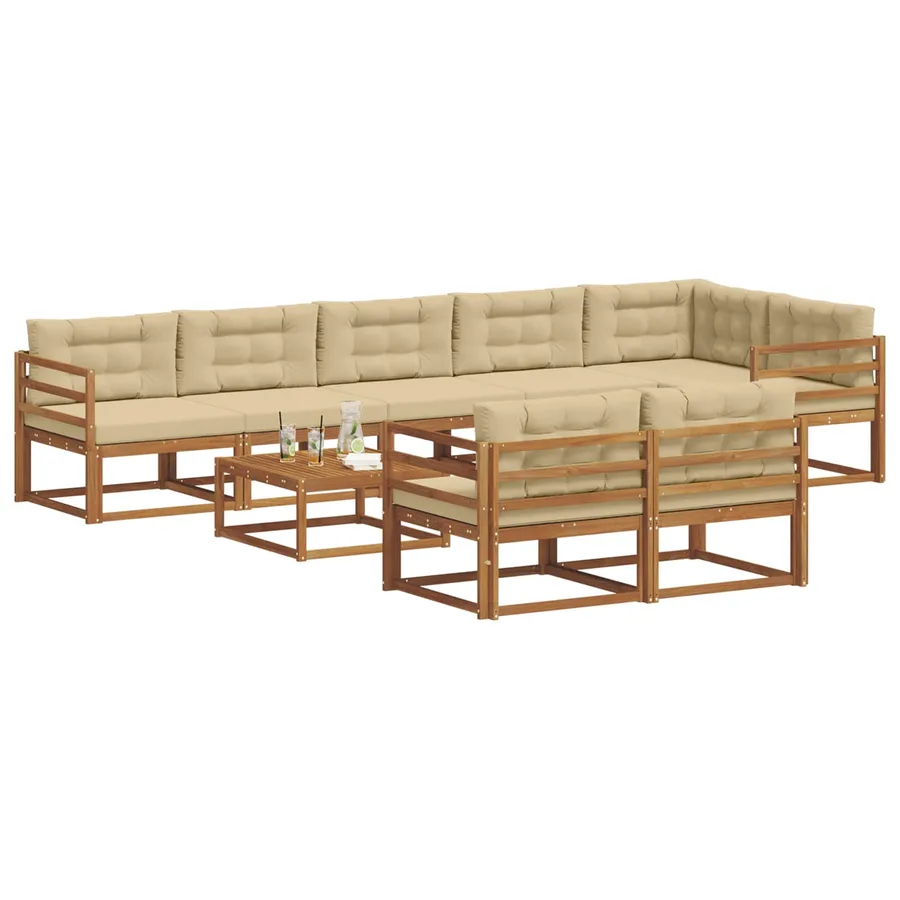 Ensemble de canapés d'extérieur 9 pcs Naturel et Beige - 3