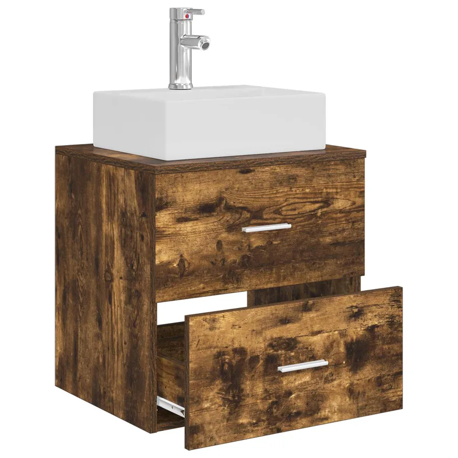 Vanité de lavabo mural Chêne fumé 49,5 x 41 x 62,5 cm - 3