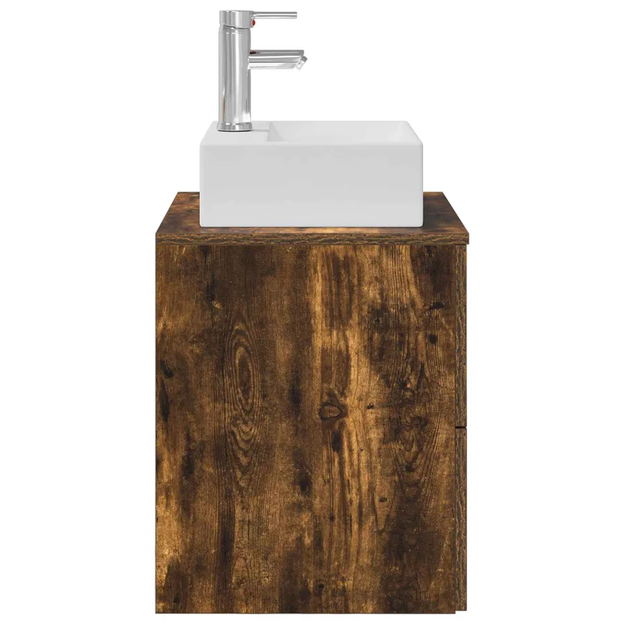 Vanité de lavabo mural Chêne fumé 49,5 x 41 x 62,5 cm - 4