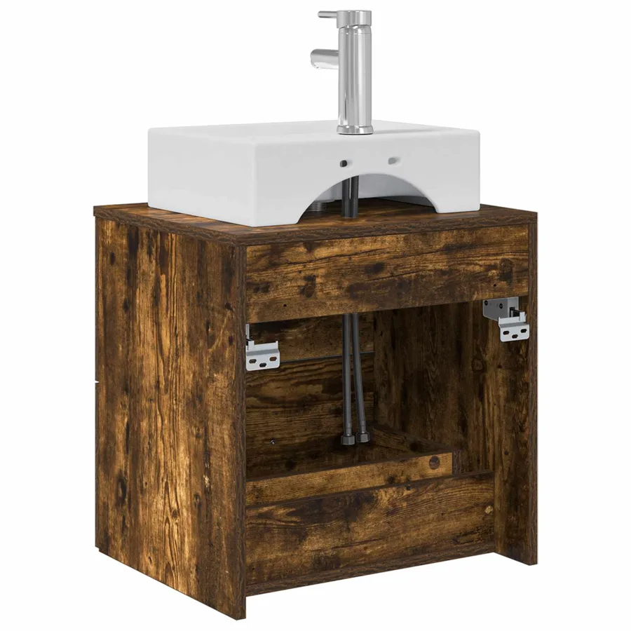 Vanité de lavabo mural Chêne fumé 49,5 x 41 x 62,5 cm - 5